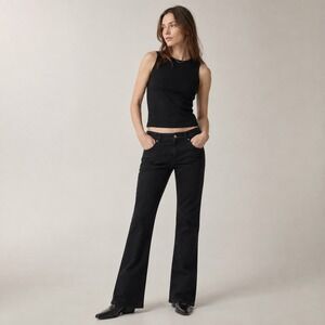 Riders by Lee Womens 8P Black Bootcut Jeans Mid Rise Stretch Denim 8 Petite